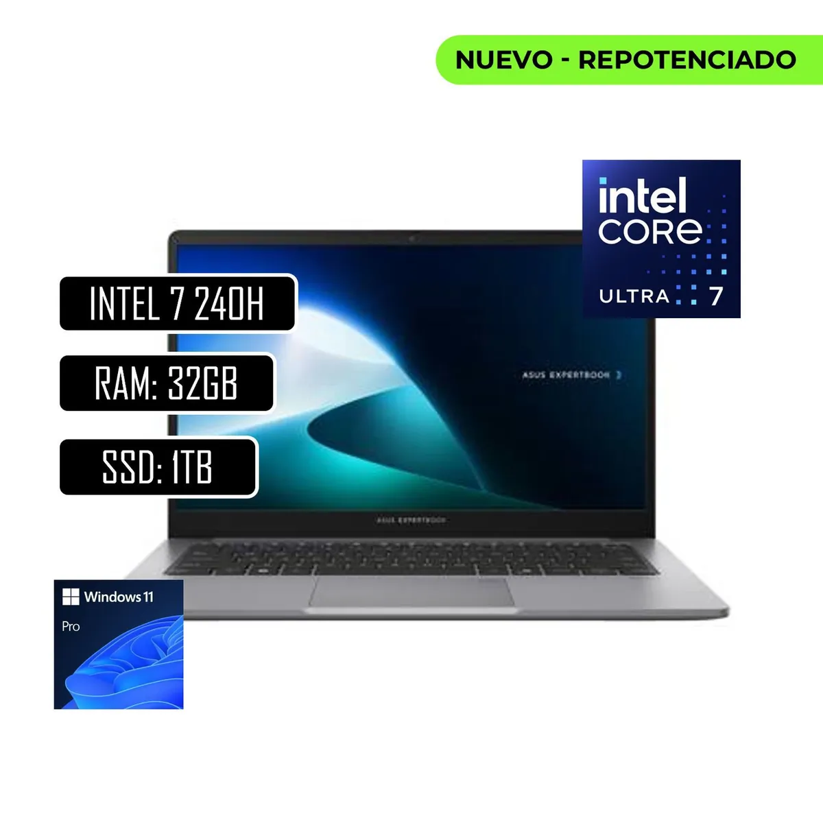 ASUS - PORTATIL ASUS EXPERTBOOK INTEL 7 240H / RAM 32GB DDR5/ 1TB M.2/ 14"/WIN11 PRO