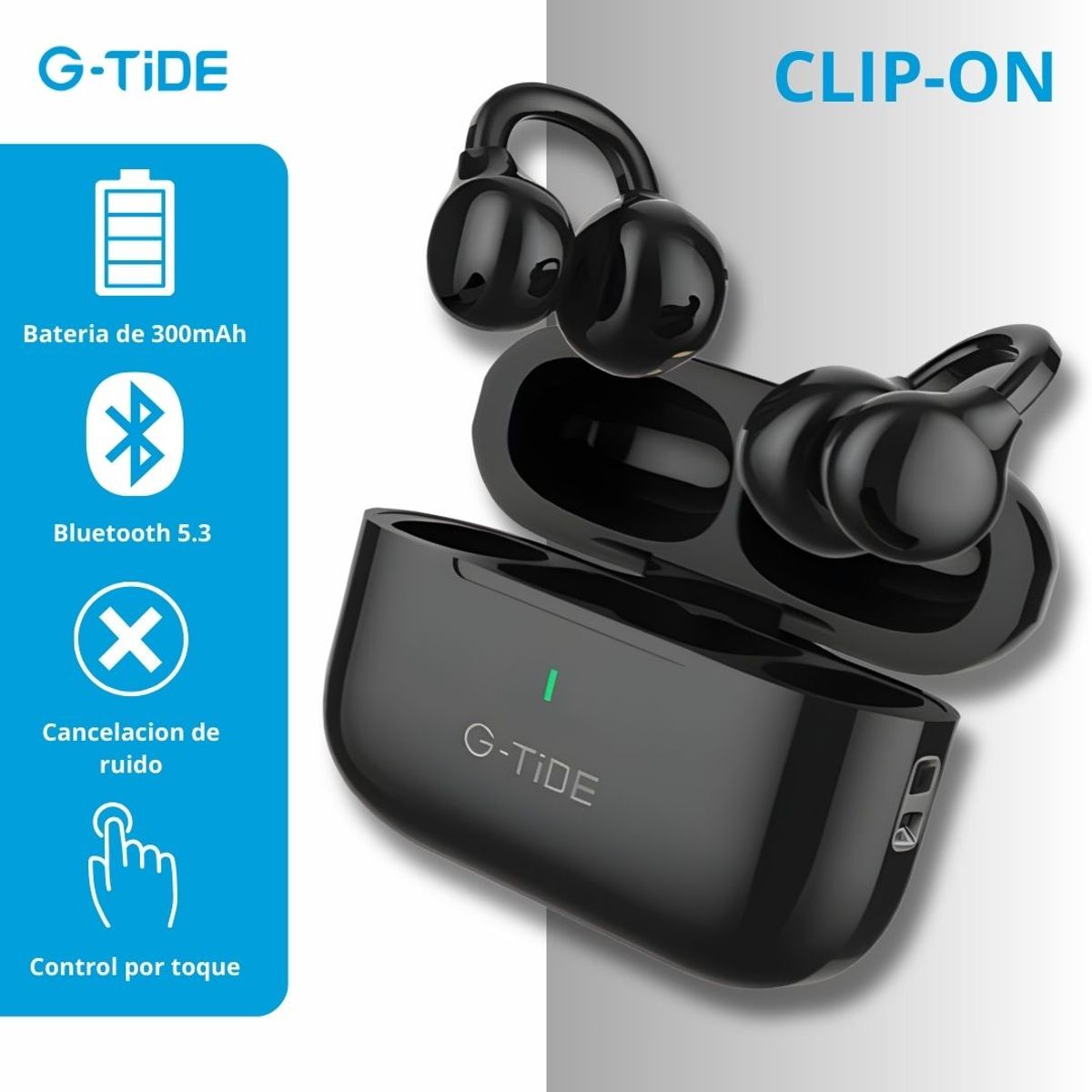 GENERICO - Audifonos Inalambricos Tipo Arete G-TIDE Clip-On - Negros