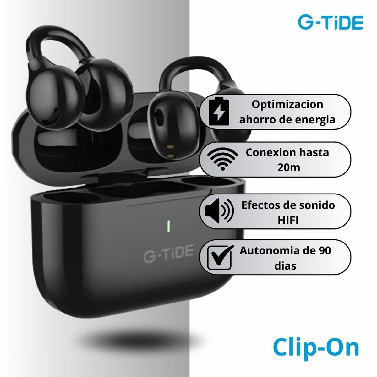 GENERICO - Audifonos Inalambricos Tipo Arete G-TIDE Clip-On - Negros