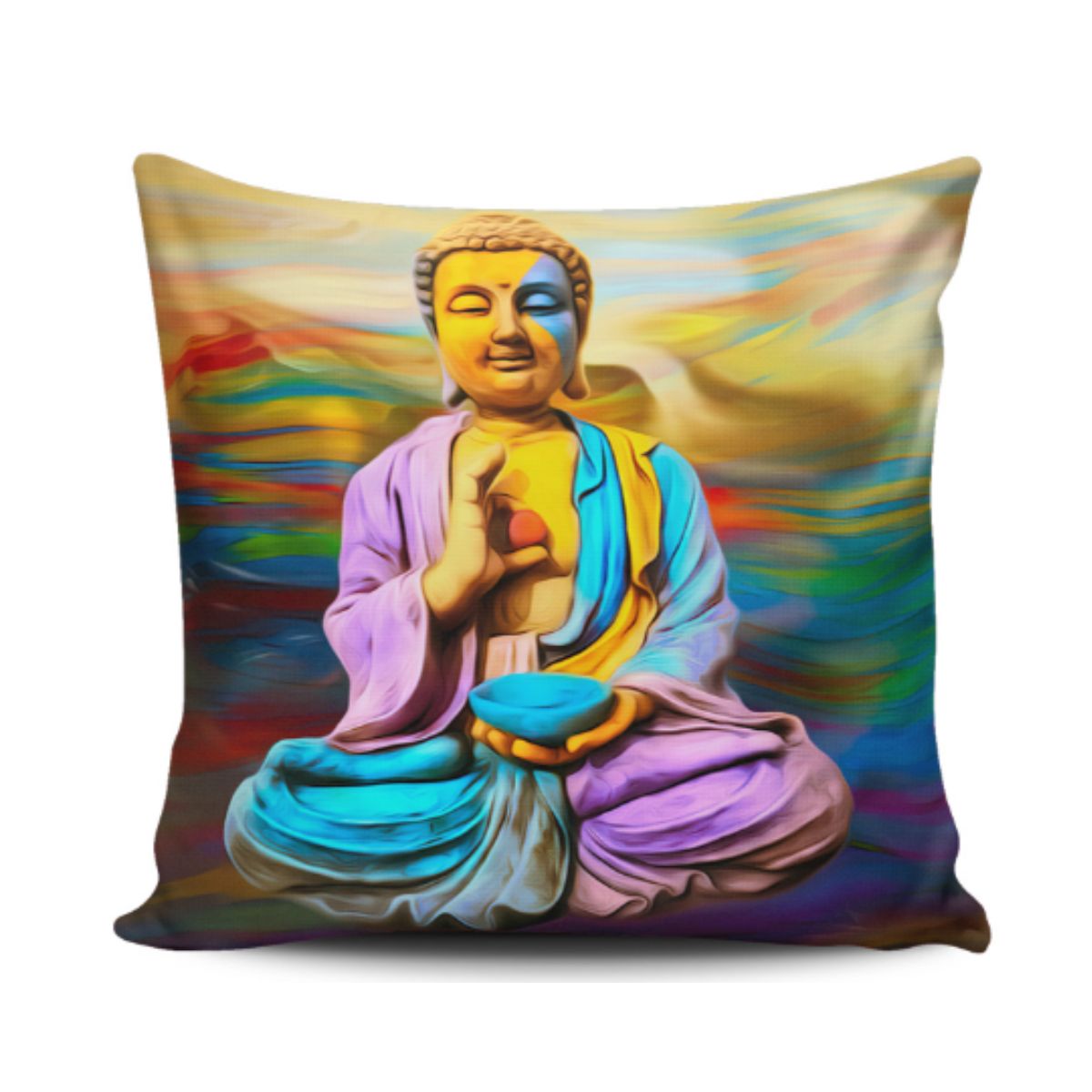 GENERICO - Funda Cojin Decorativo Buda Sentado Diseño 160 1 Sola Cara Sin Relleno 47 X 47 Cm