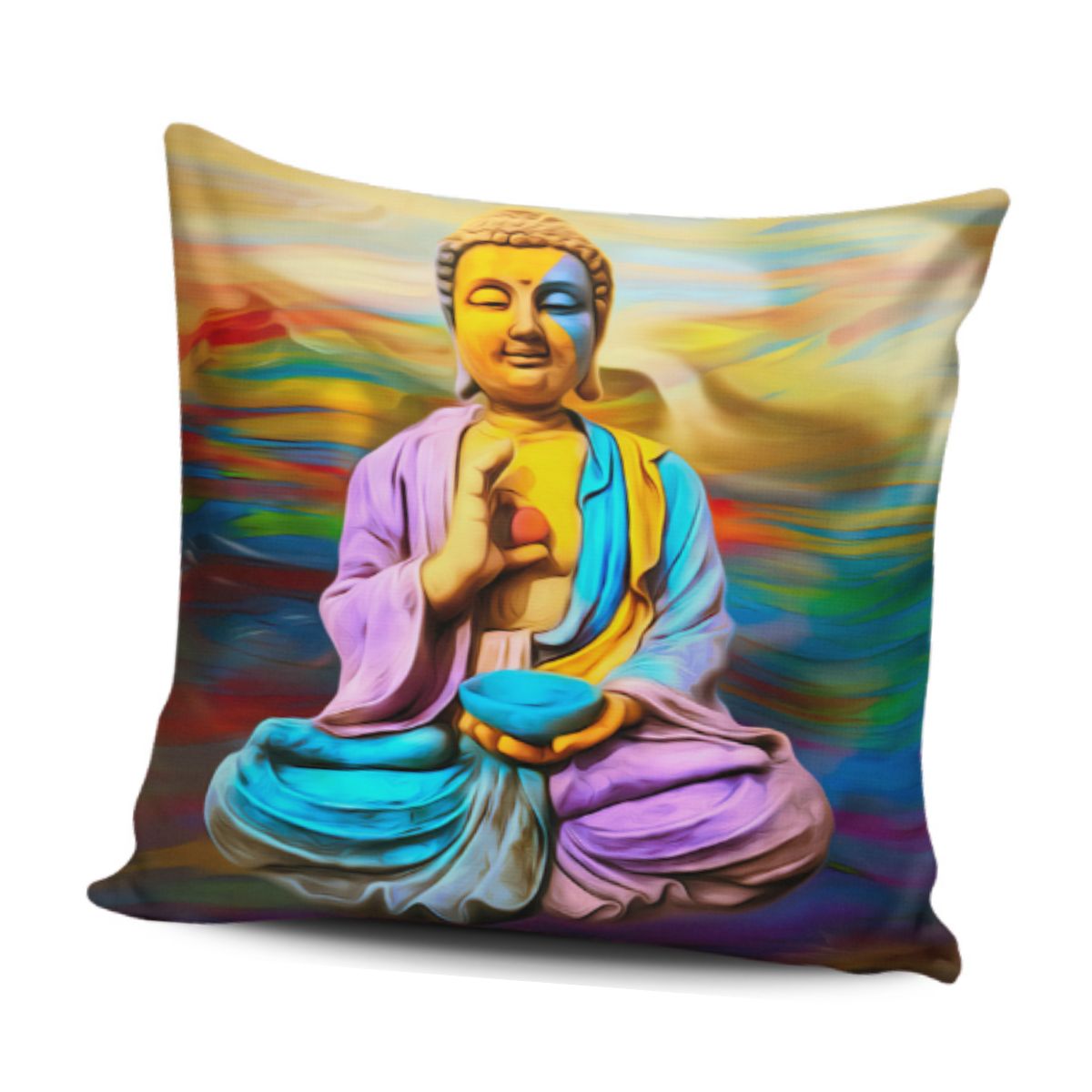 GENERICO - Funda Cojin Decorativo Buda Sentado Diseño 160 1 Sola Cara Sin Relleno 47 X 47 Cm