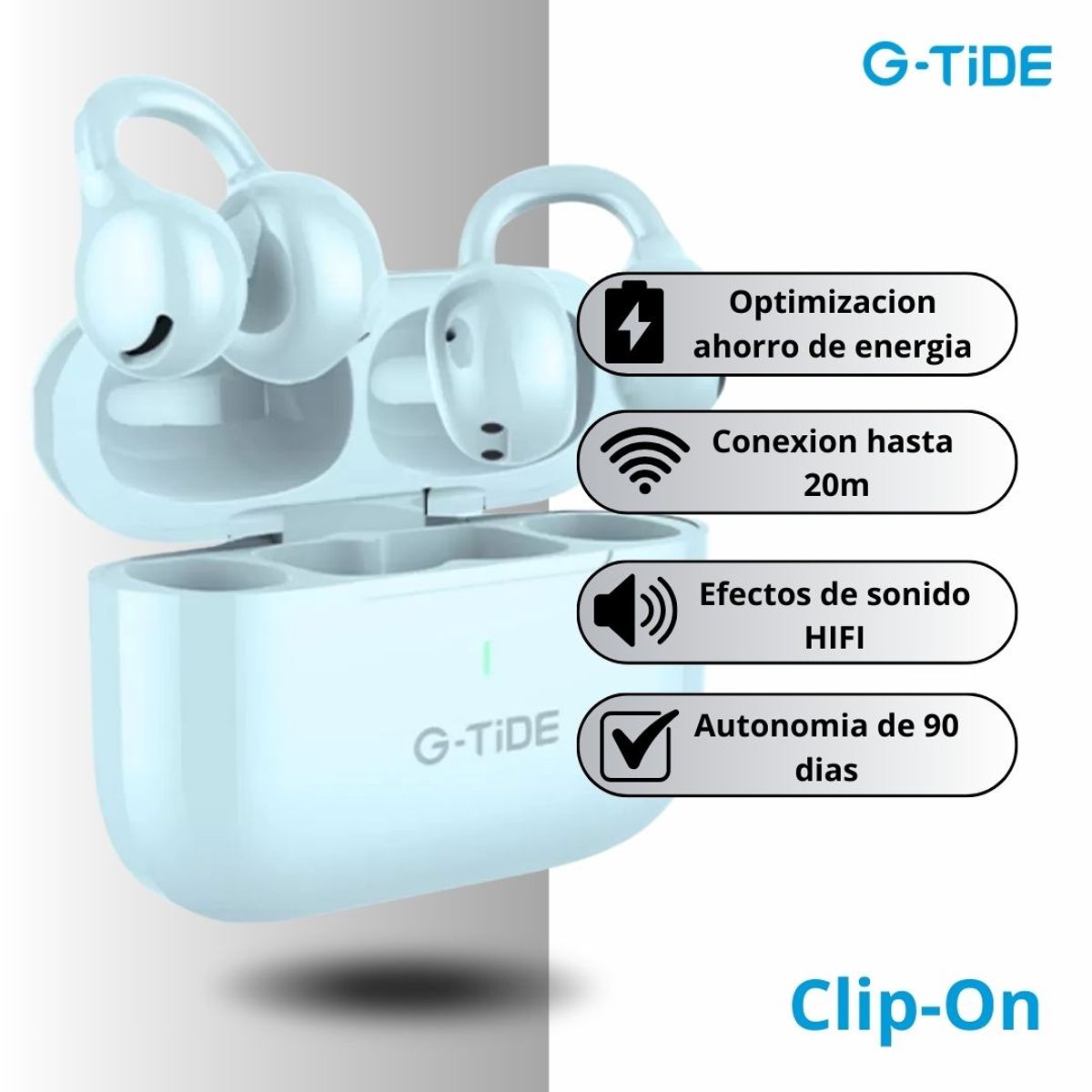 GENERICO - Audifonos Inalambricos Tipo Arete G-TIDE Clip-On - Azules