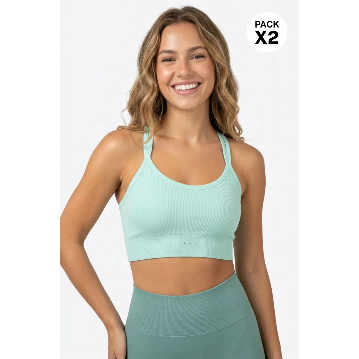 LILI PINK - Top Sin Costuras paquete X2 Y Con Copas Removibles