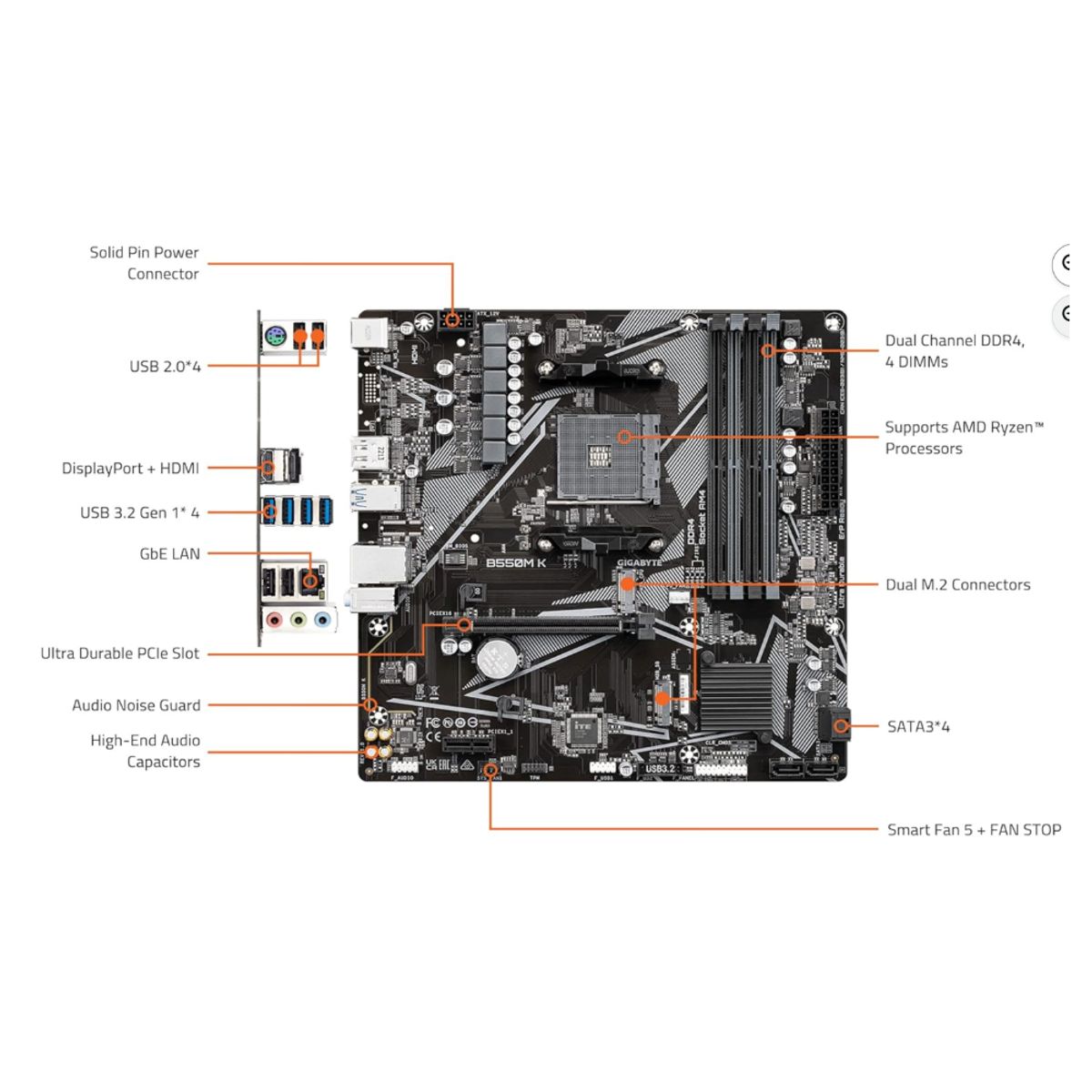 GIGABYTE - Board Gigabyte B550m K Amd Am4