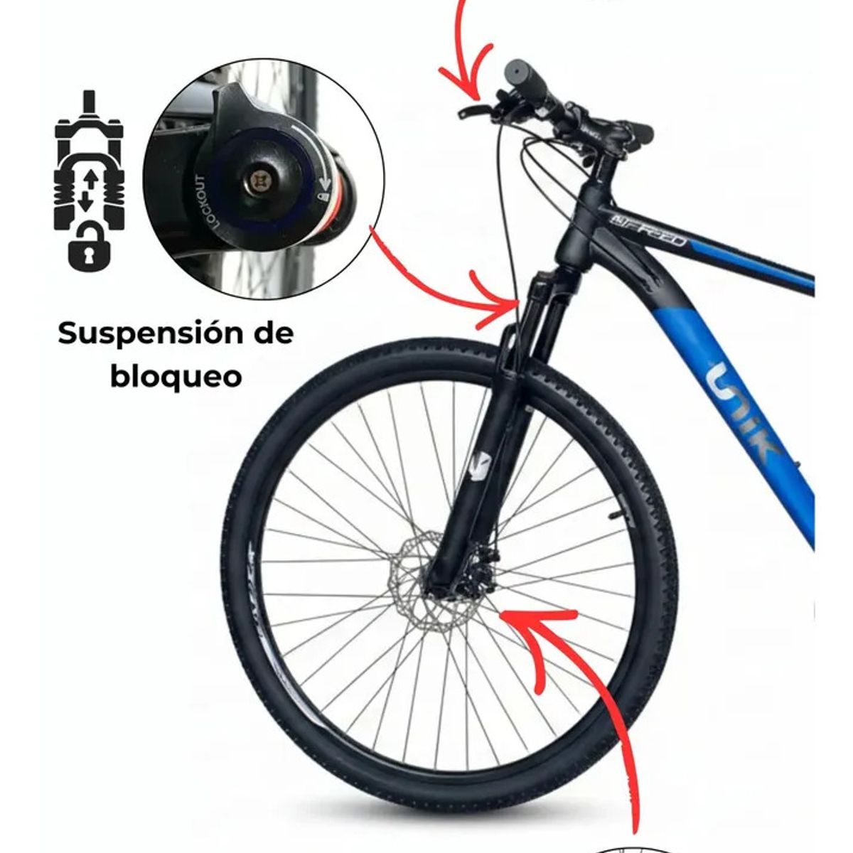 RUNBIKE - Bicicleta Todo Terreno Mtb Rin 29 Unik Montaña Suspension 24 Vel Frenos Disco Cicla Deporte Ciclismo Acero Azul L
