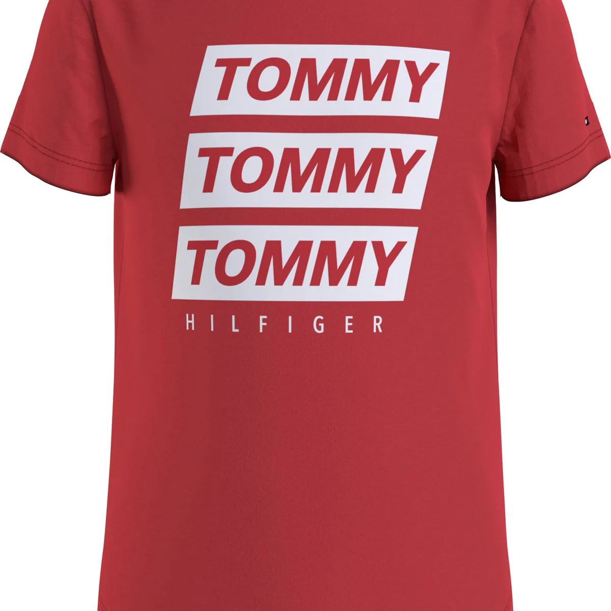 TOMMY HILFIGER - Camiseta roja con logo estampado gráfico en el pecho Tommy Hilfiger