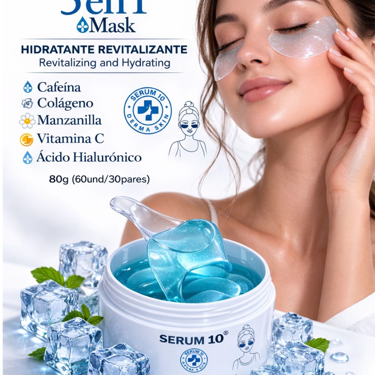 GENERICO - Mascarilla Parches Hidrogel Contorno Ojos Colágeno Reducción Ojeras Bolsas Arrugas Finas