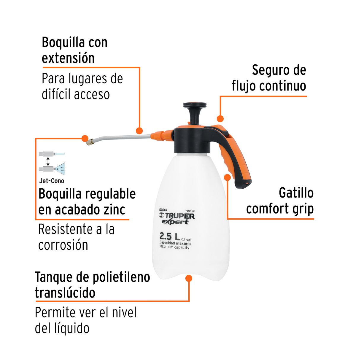 TRUPER - Fumigador Domestico 2.5l Truper Expert Mango Ergonómico