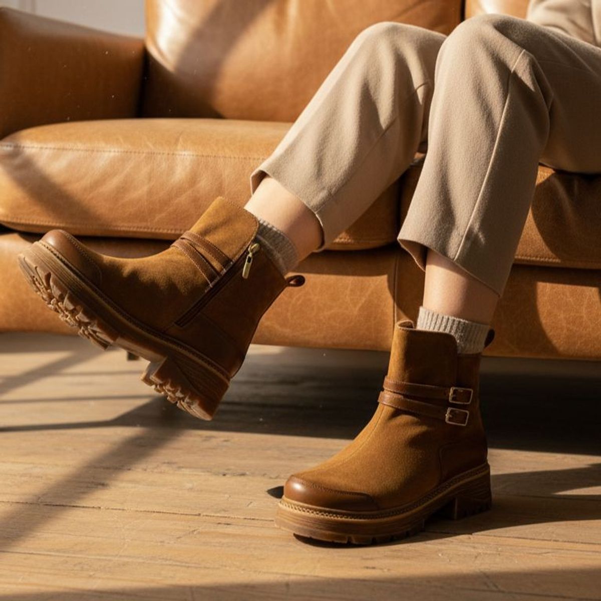 MANA DI DIO - BOTIN CARAMELO  STRAP PARA DAMA-MANA DI DIO