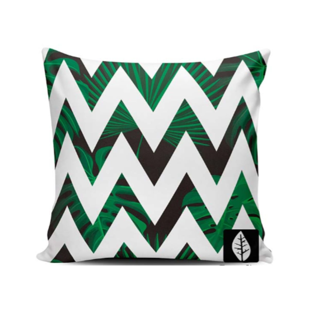 GENERICO - Cojin Decorativo Diseño Zigzag Tropical 22 Color Verde 1 Sola Cara Sin Relleno 47 X 47 Cm
