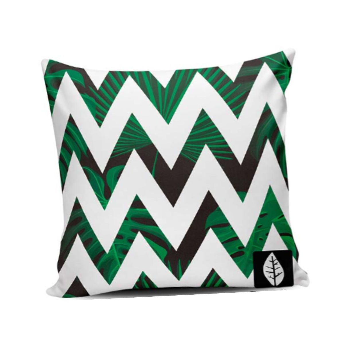 GENERICO - Cojin Decorativo Diseño Zigzag Tropical 22 Color Verde 1 Sola Cara Sin Relleno 47 X 47 Cm
