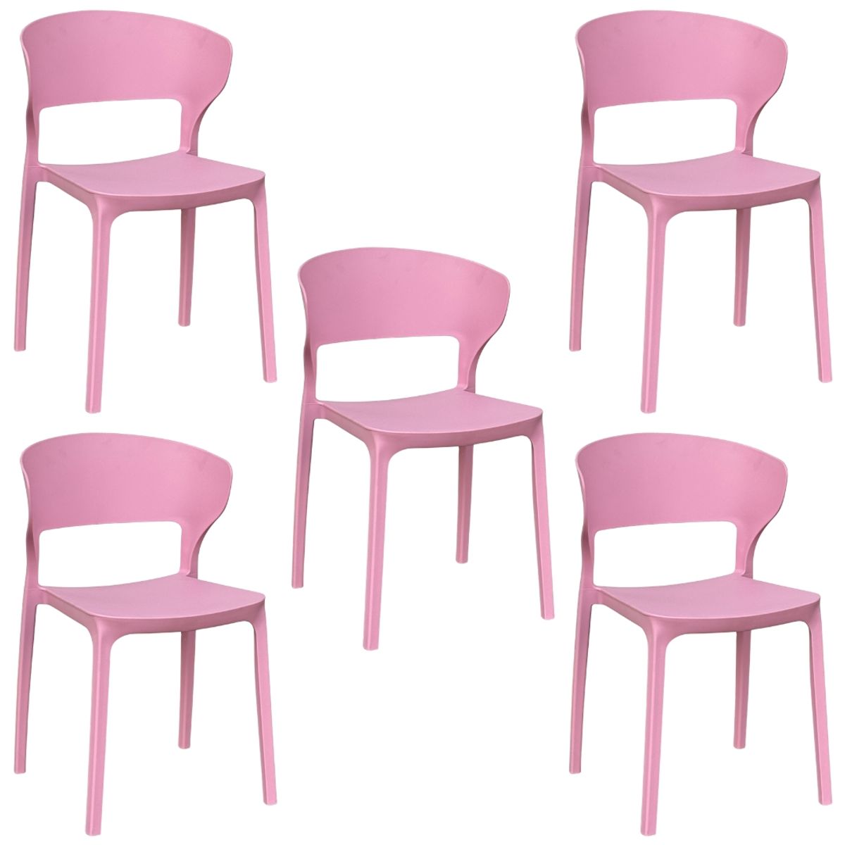 GENERICO - Set x5 Silla Multifuncional Para Comedor y Sala  Diseño Curvo, Apilable, Sin Brazos, Alta Calidad