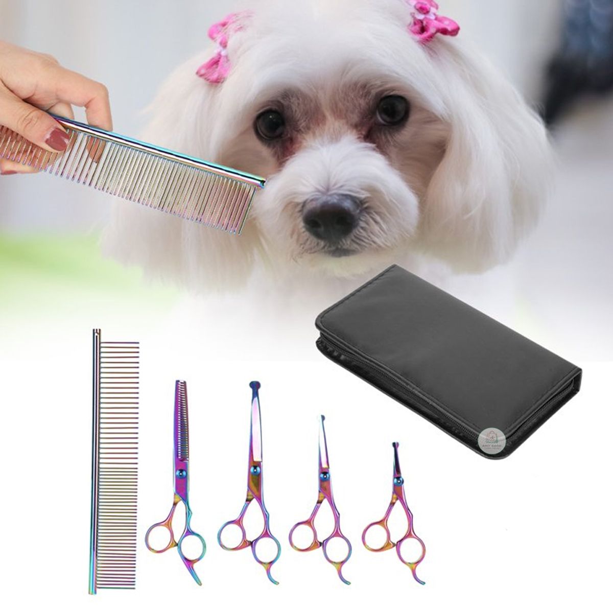 GENERICO - Kit De Tijeras Punta Redonda, Seguridad Para Mascotas 5 En 1