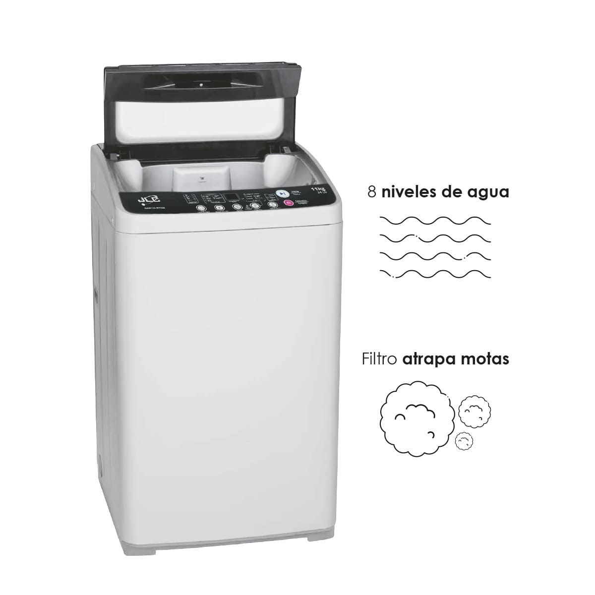 JLC ELECTRONICS - Lavadora Automática JLC 11kg Ébano Carga Superior Panel Digital - Ref. JLCW110-M1236