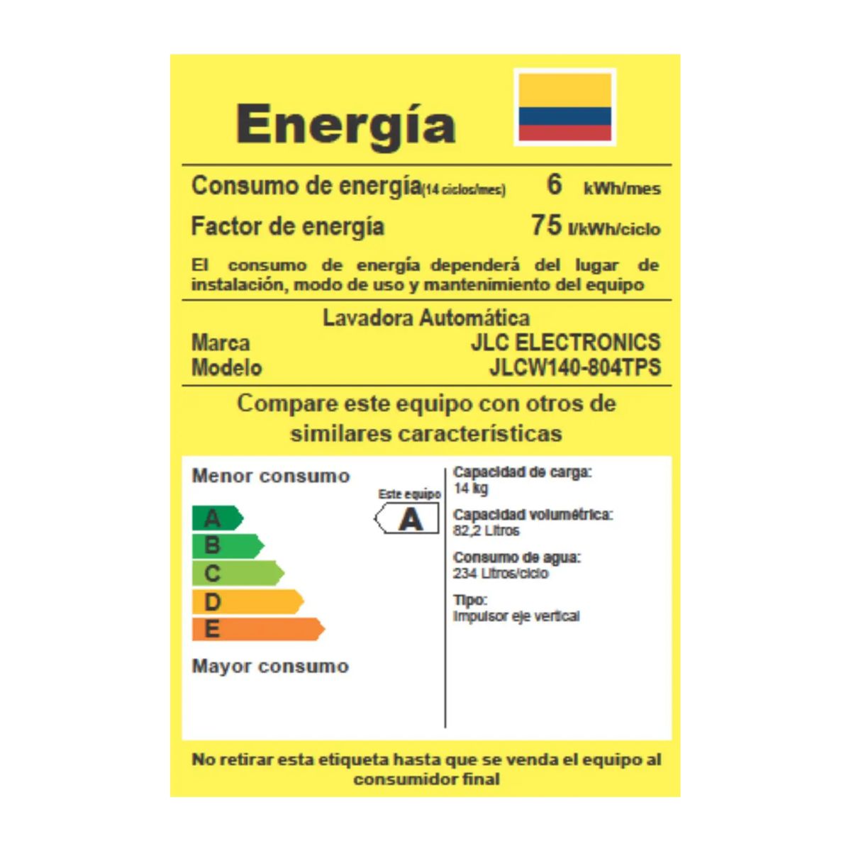 JLC ELECTRONICS - Lavadora Automática JLC 14 Kg Smart Wash con Panel Digital- Ref. JLC140-804TPS