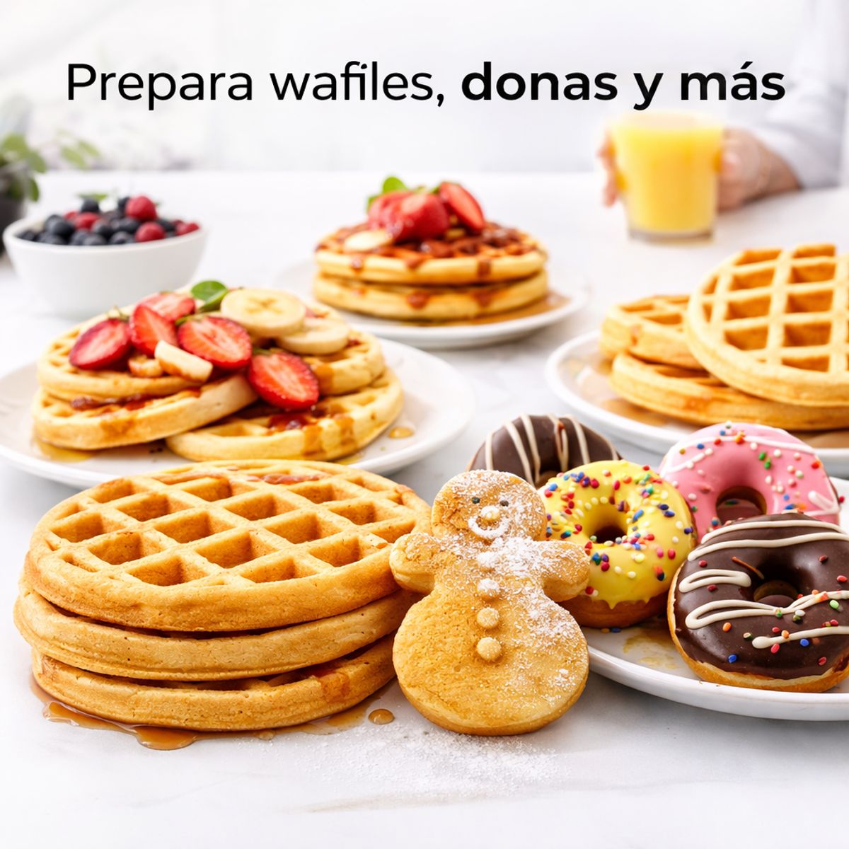 TECNOHOGAR JS - Waflera Eléctrica Sokany 5 en 1 Antiadherente 600W con Placas Intercambiables