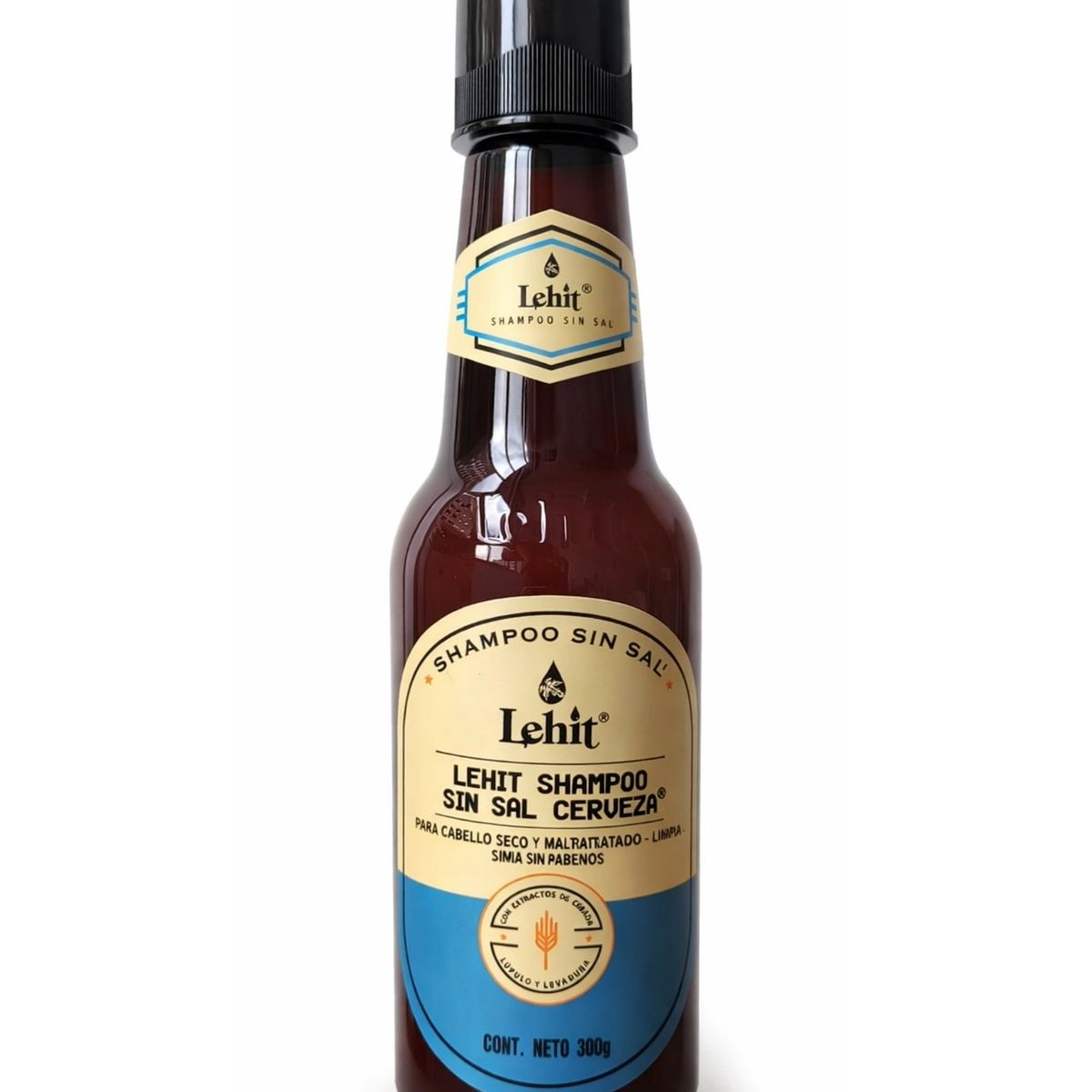 LEHIT - Shampoo cerveza sin sal Lehit cabello débil nutritivo con levadura lúpulo y cebada para crecimiento