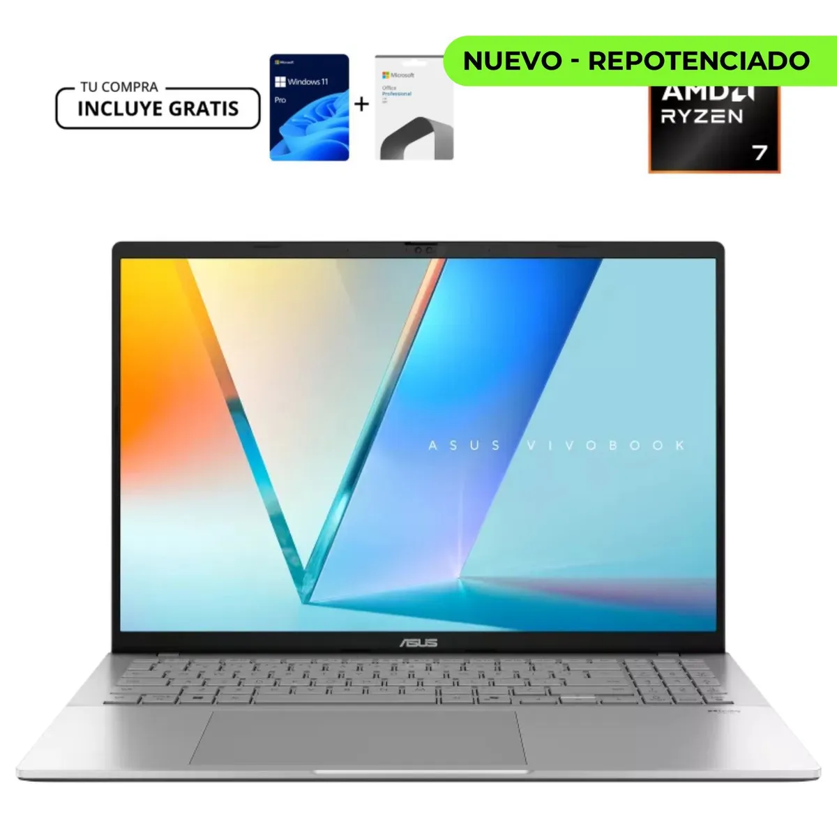 ASUS - PORTATIL ASUS VivoBook S 16 M3607HA-RP111, AMD Ryzen 9 270, SSD 512GB, DDR5 16GB,16"