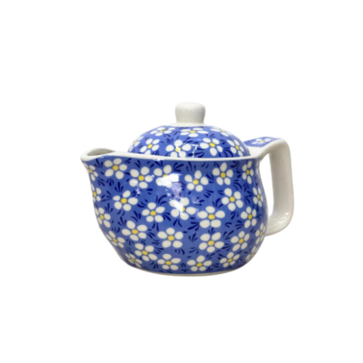 GENERICO - Tetera En Ceramica Pintada A Mano Con Filtro Color Flor Azul