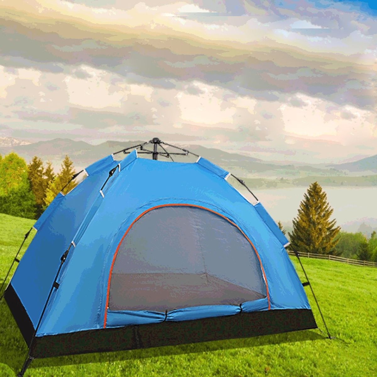 ULTRAHOME - Carpa Camping Ultrahome Automática Domo Tipo Iglú 4 Personas Impermeable Compacta Ligera Azul