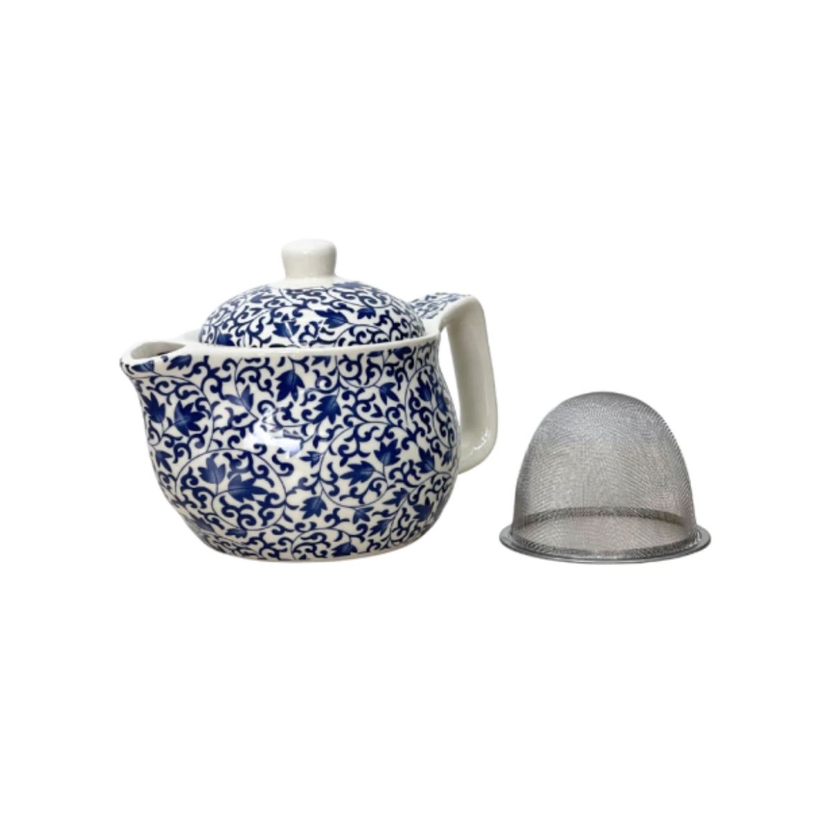 GENERICO - Tetera En Ceramica Pintada A Mano Con Filtro Color Enredadera Azul