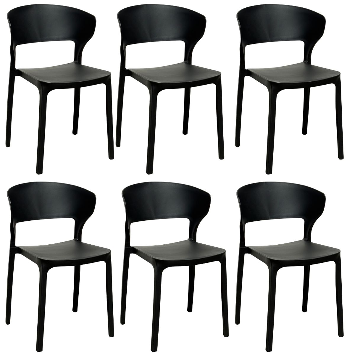 GENERICO - Set x6 Silla Multifuncional Para Comedor y Sala  Diseño Curvo, Apilable, Sin Brazos, Alta Calidad