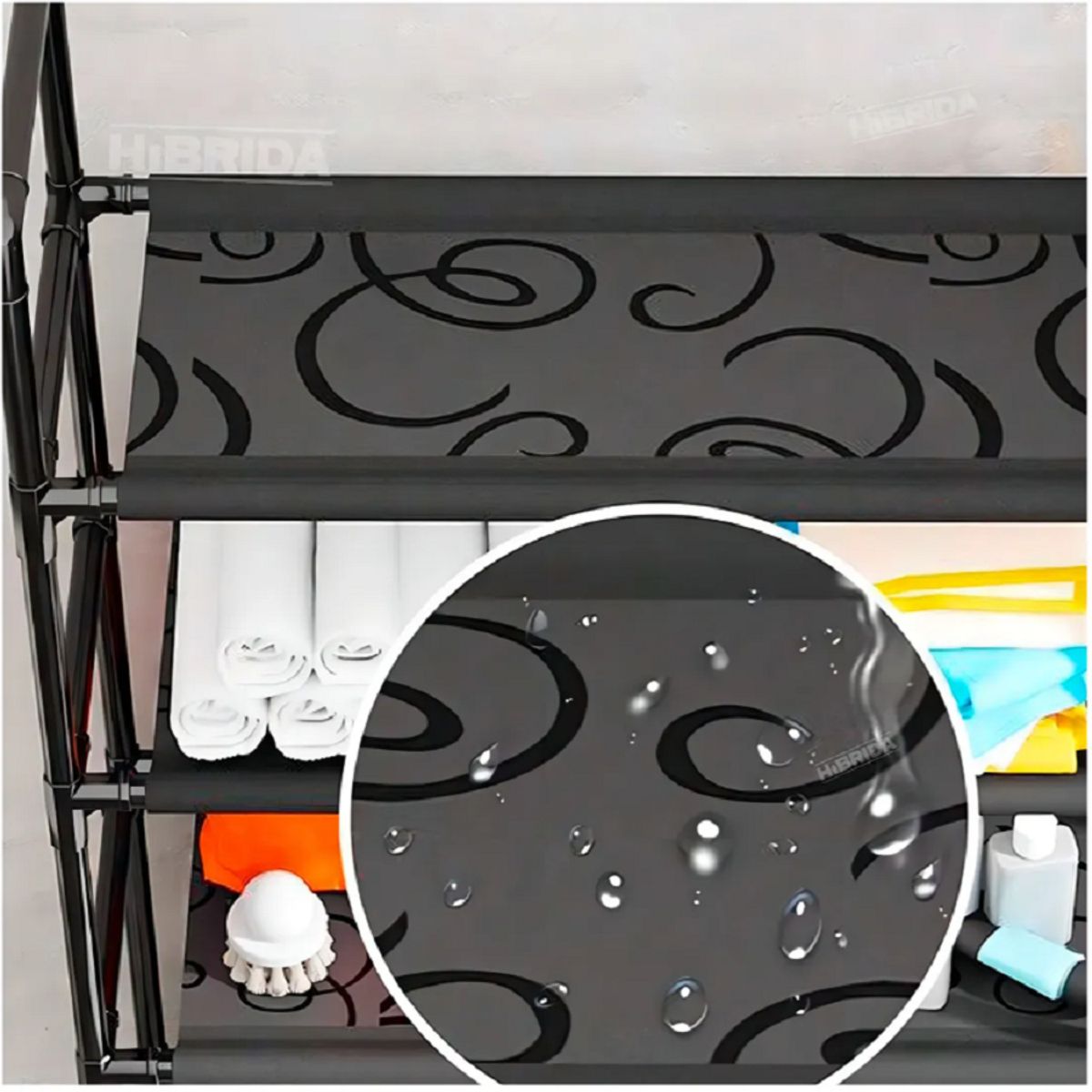 CHINA GLAZE - Organizador Baño Lavadora Rack 3 Niveles Negro Metal 25cm Profundidad
