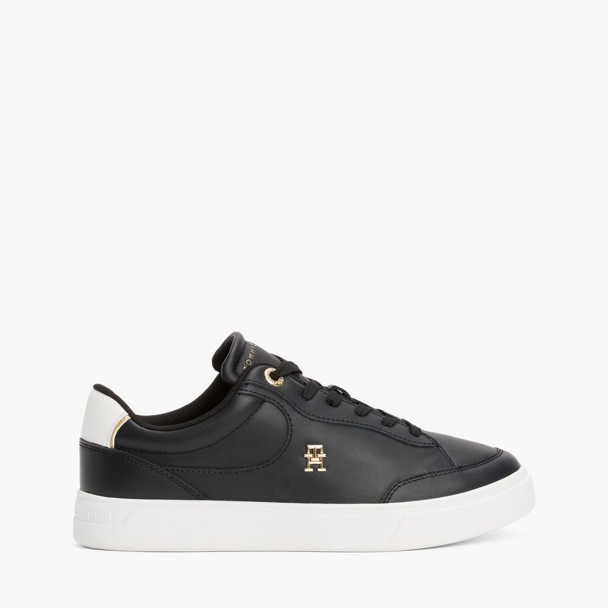 TOMMY HILFIGER - Tenis negro en cuero con monograma TH Tommy Hilfiger