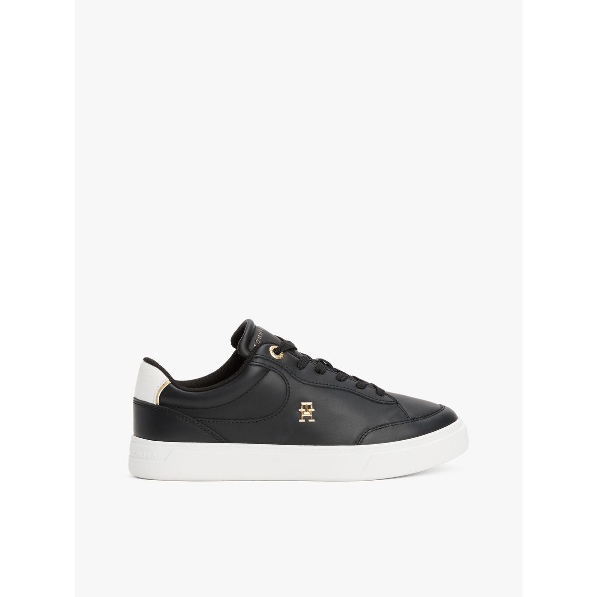 TOMMY HILFIGER - Tenis negro en cuero con monograma TH Tommy Hilfiger