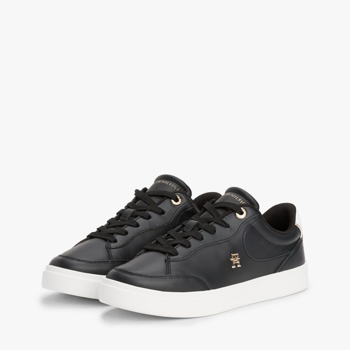 TOMMY HILFIGER - Tenis negro en cuero con monograma TH Tommy Hilfiger