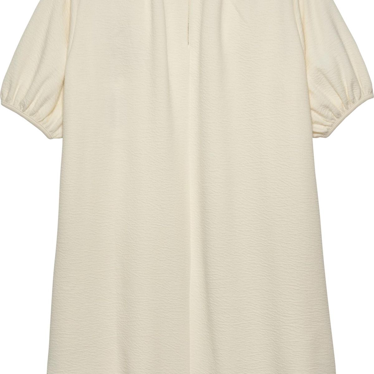 CALVIN KLEIN - Vestido blanco de manga corta abullonadas con textura Calvin Klein