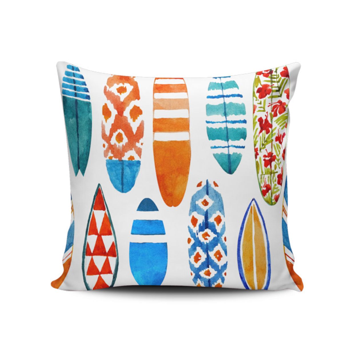 GENERICO - Cojin Decorativo Diseño 08 Tablas De Surf Coloridas 1 Sola Cara Sin Relleno 47 X 47 Cm