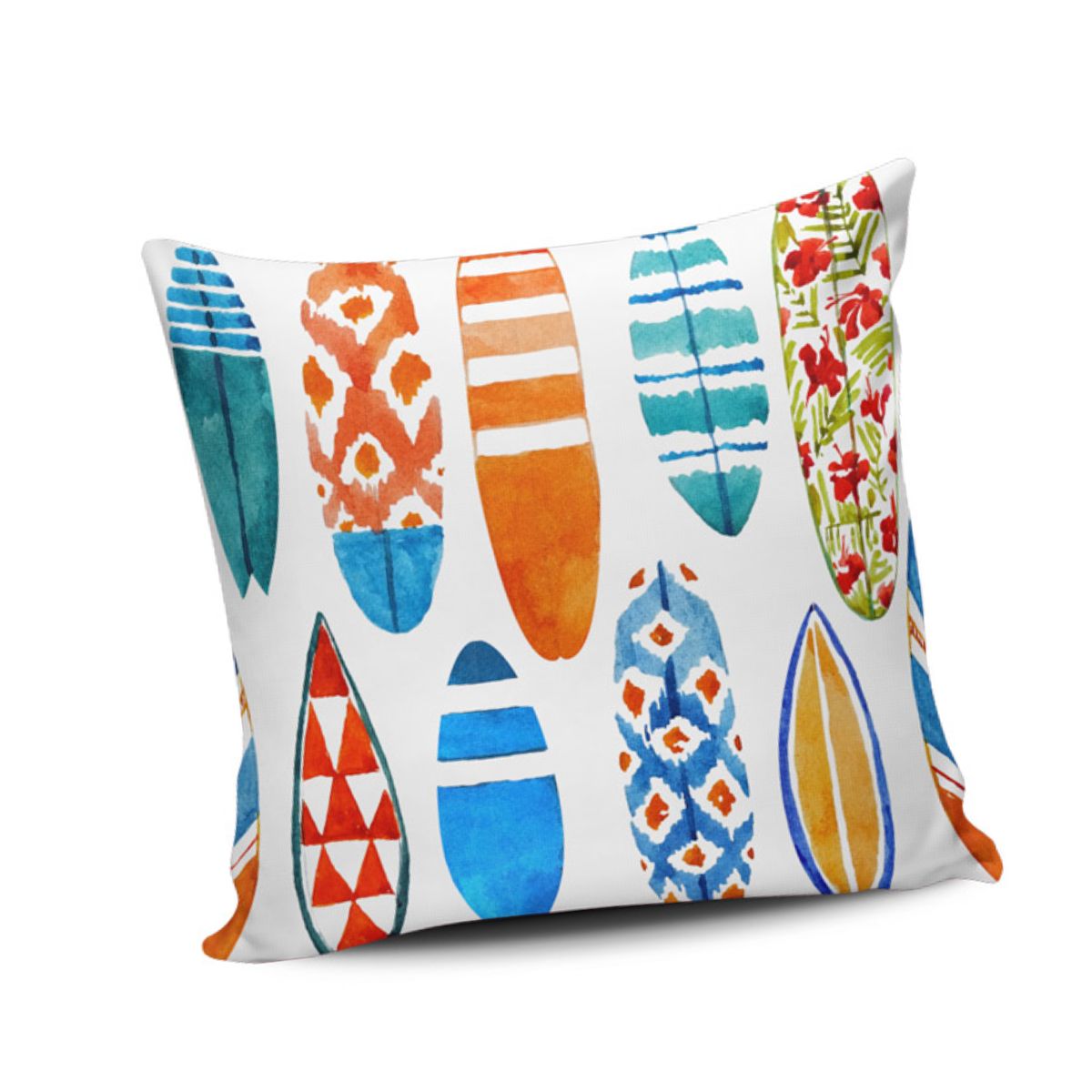 GENERICO - Cojin Decorativo Diseño 08 Tablas De Surf Coloridas 1 Sola Cara Sin Relleno 47 X 47 Cm