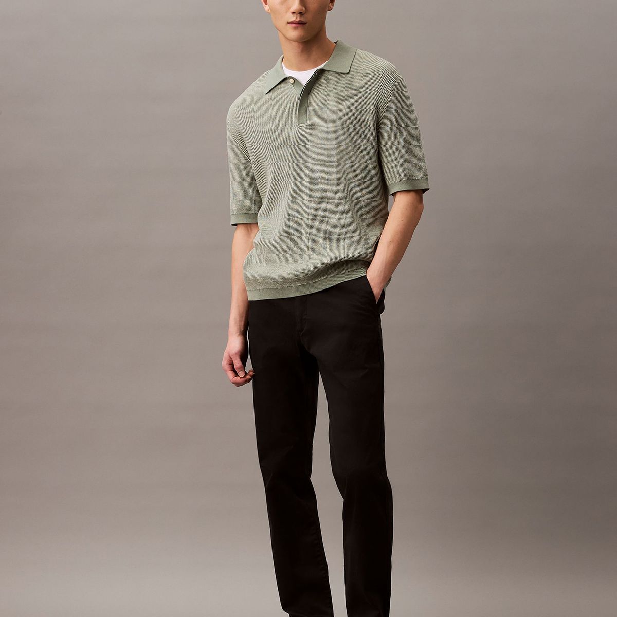 CALVIN KLEIN - Pantalón negro chino slim de tejido elástico Calvin Klein