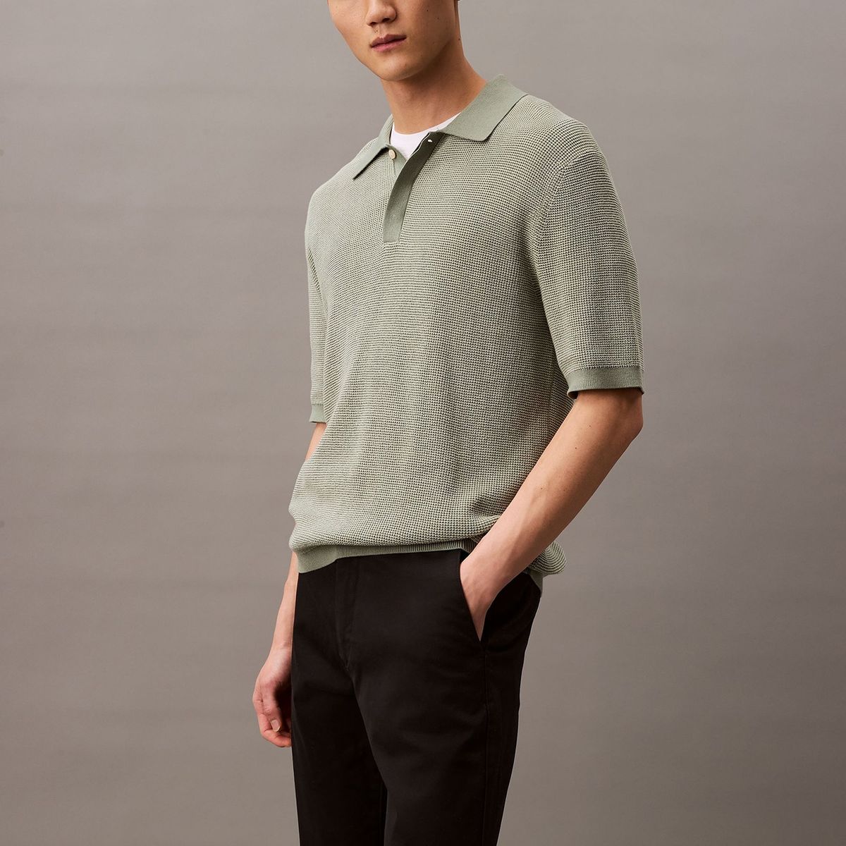 CALVIN KLEIN - Pantalón negro chino slim de tejido elástico Calvin Klein