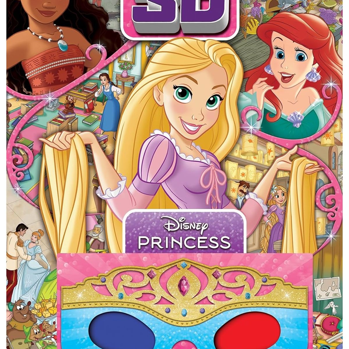 PI KIDS - Libro Didáctico Busca Y Encuentra Princesas 3d Para Niños