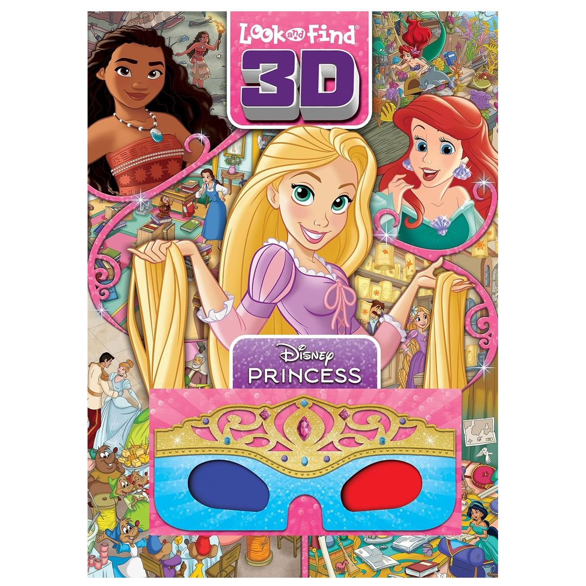 PI KIDS - Libro Didáctico Busca Y Encuentra Princesas 3d Para Niños