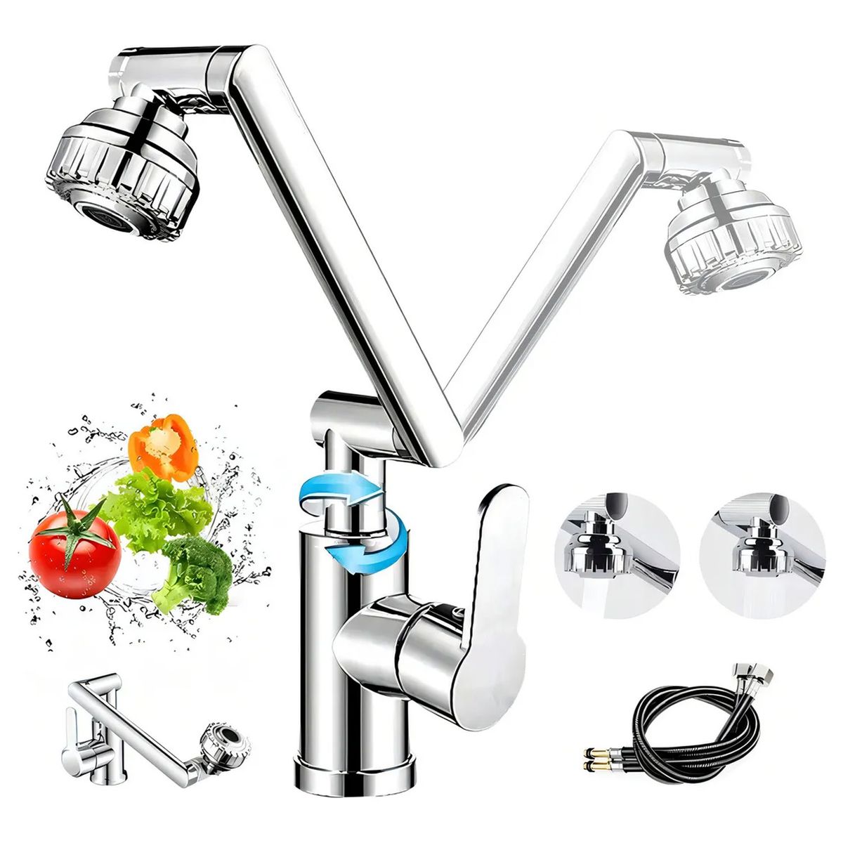 ONE PIXEL - Grifo De Llave Para Cocina Giratoria Acero Inoxidable Resistente Monomando