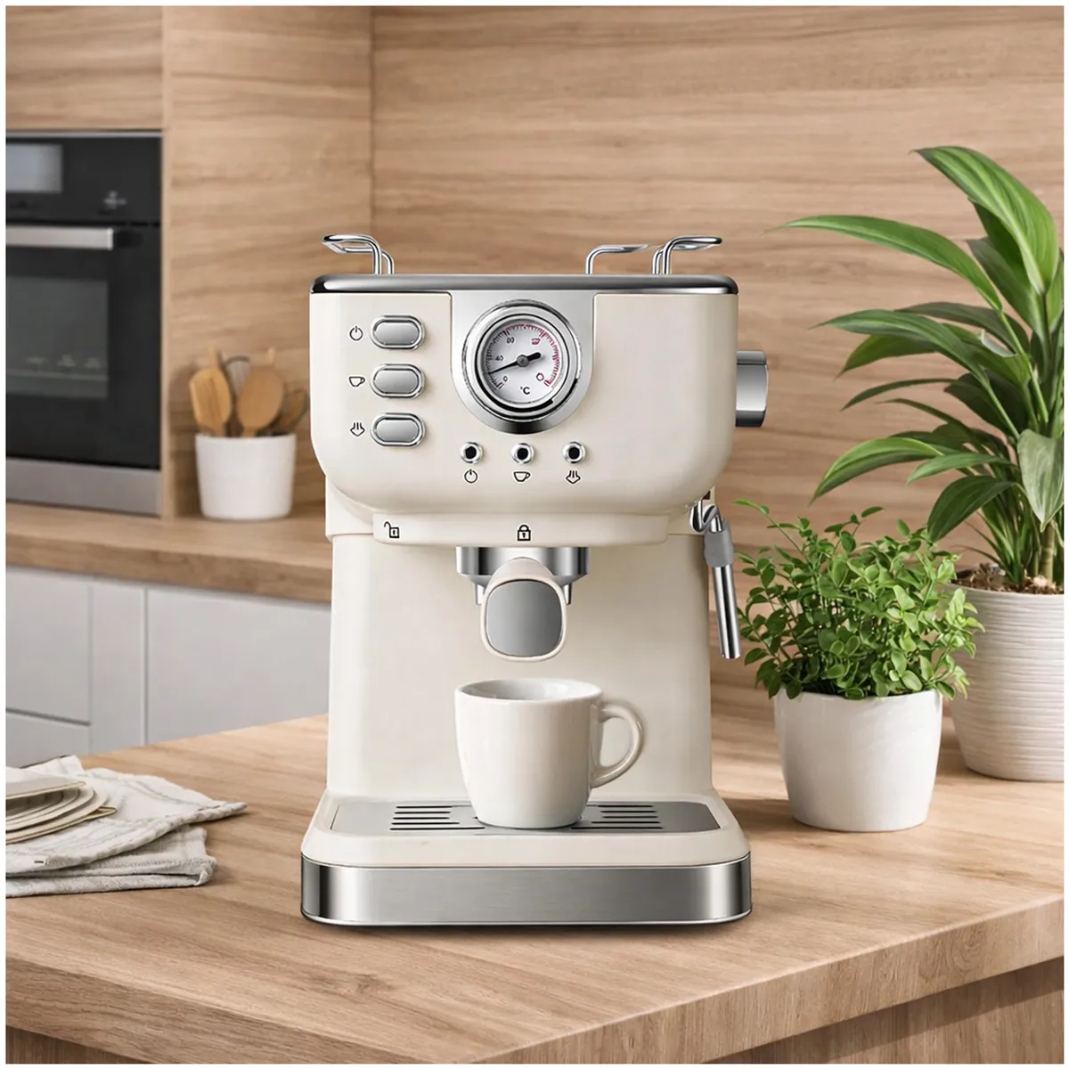 ONE PIXEL - Maquina Cafetera Expresso Con Espumador De Leche Molinillo Integrado