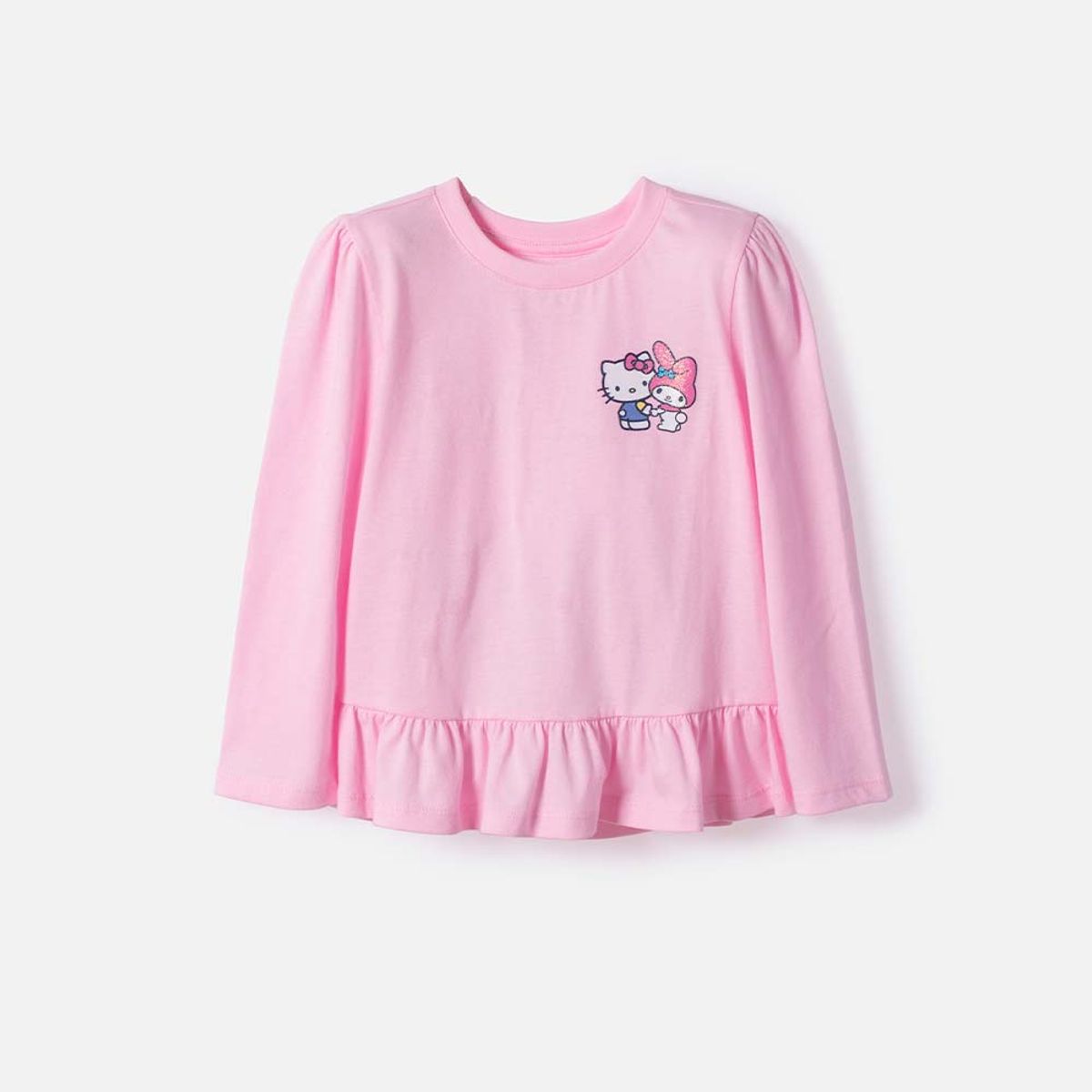 HELLO KITTY - Camiseta de Hello Kitty manga larga rosada para niña 2T a 6T