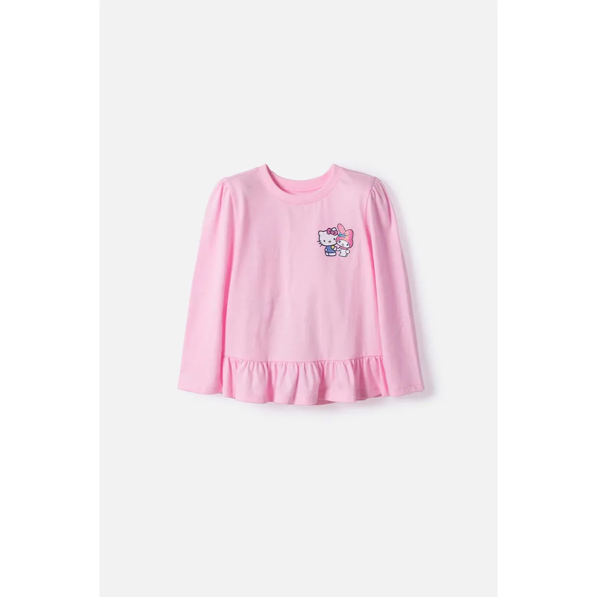 HELLO KITTY - Camiseta de Hello Kitty manga larga rosada para niña 2T a 6T