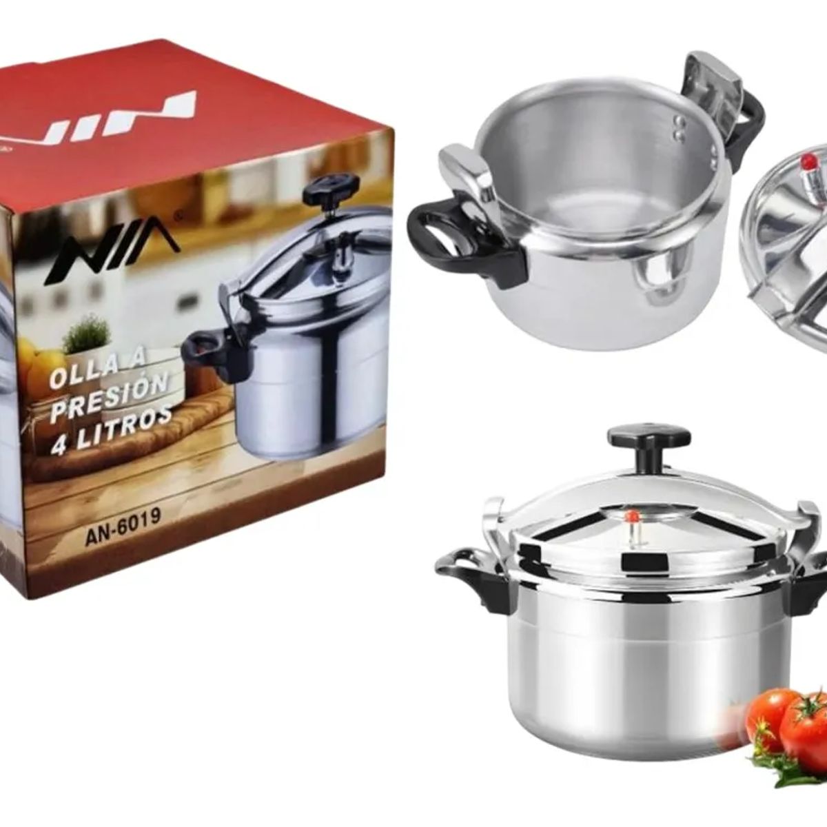 NIA - Olla A Presión 4 Litros Nia Segura Antiadherente Aluminio