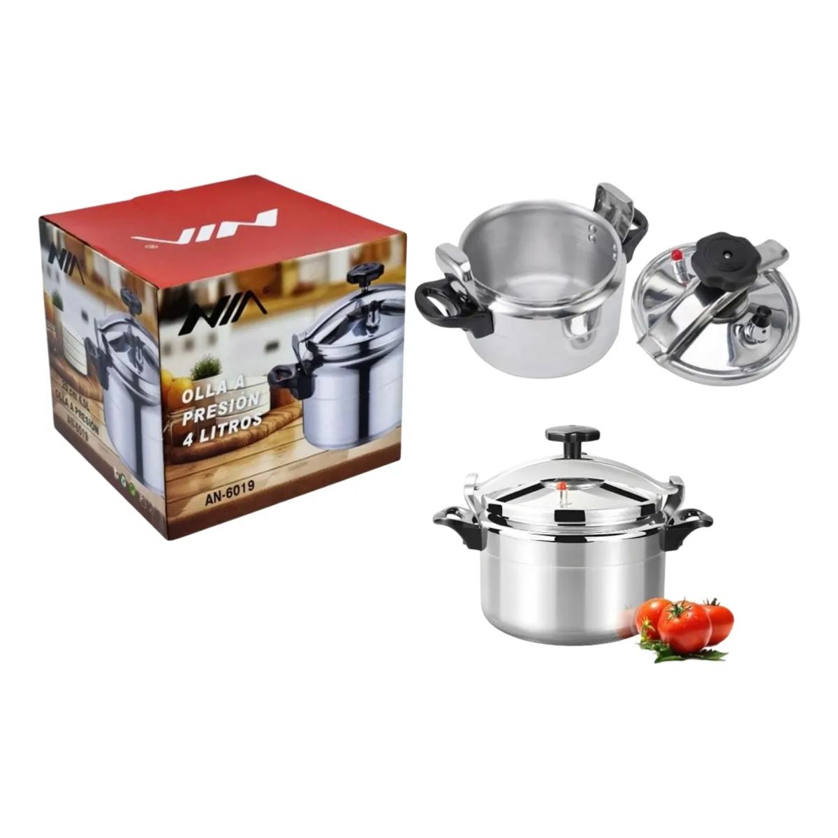 NIA - Olla A Presión 4 Litros Nia Segura Antiadherente Aluminio
