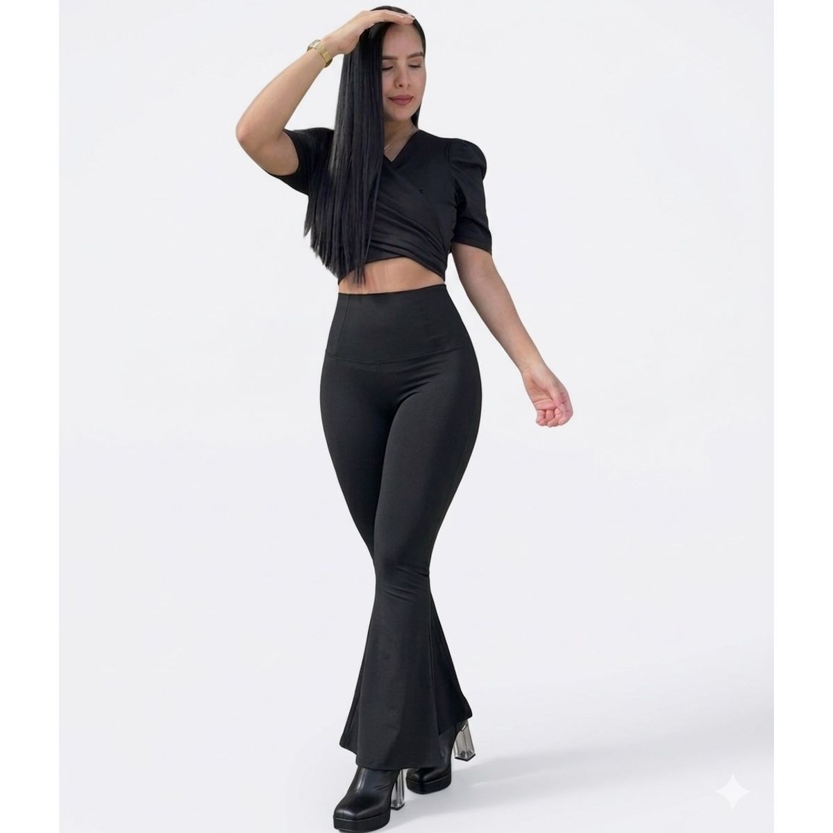 GENERICO - Pantalón Bota Campana Tiro Alto Levanta Cola