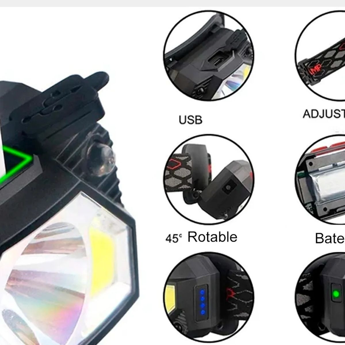 GENERICO - Linterna Frontal LED SL10 Recargable con Sensor de Movimiento y Luz Roja