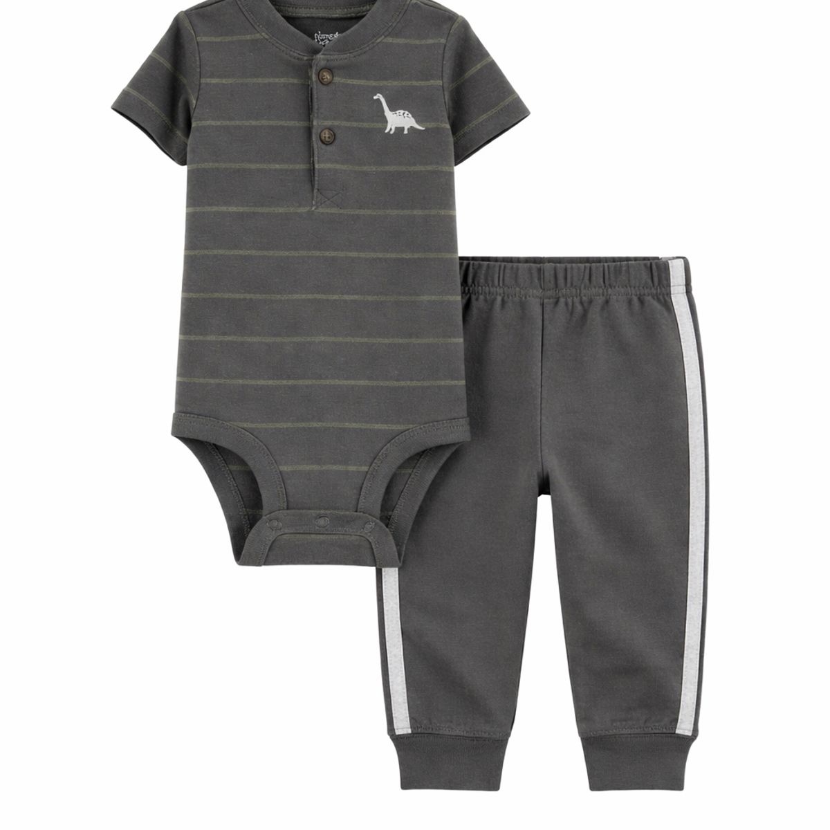 BABY MAS - Conjunto Bebé Niño Body Manga Corta y Pantalón Deportivo Gris – Tl 3 a 6 meses