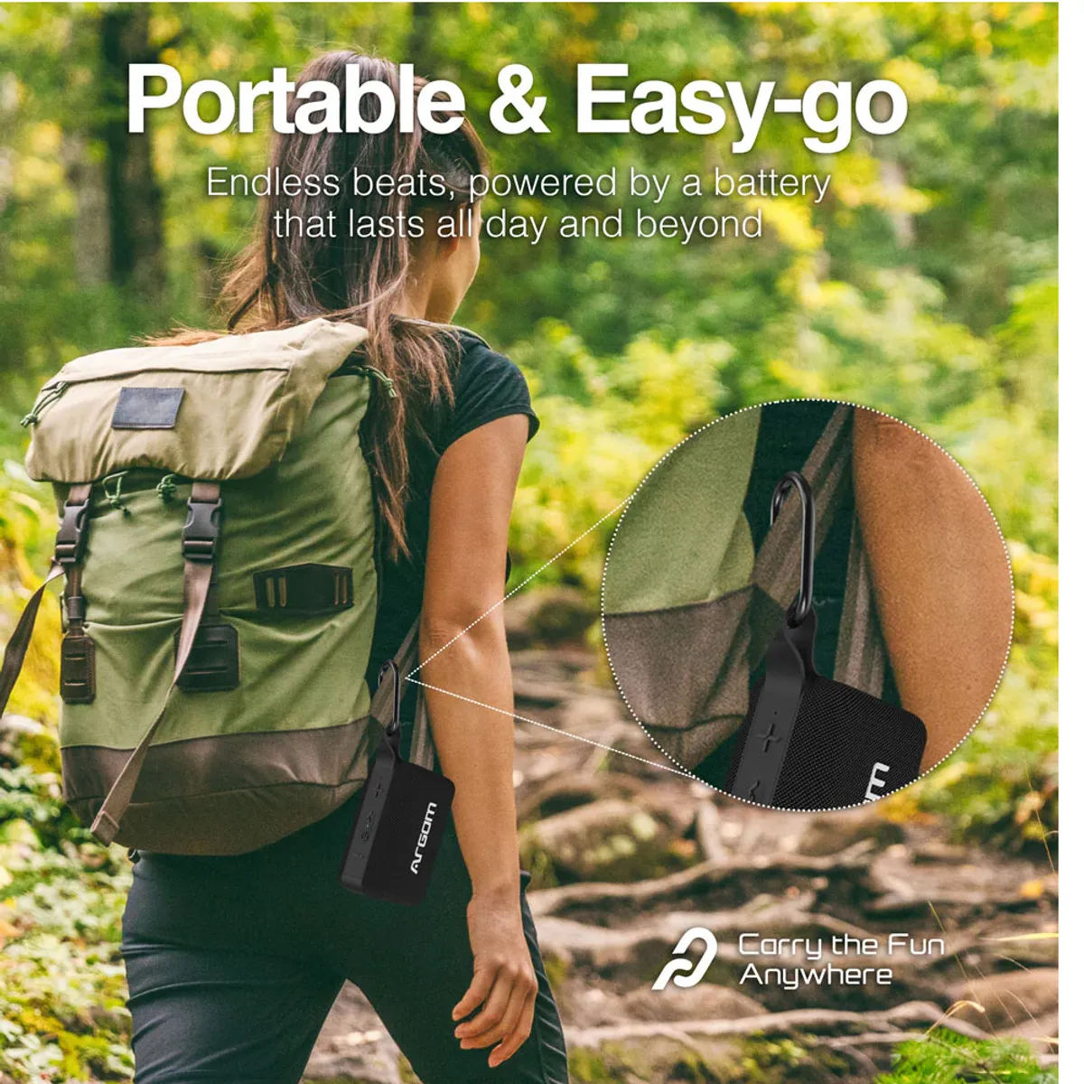 ARGOM TECH - Parlante Bluetooth Portátil Argom Boogielink Negro