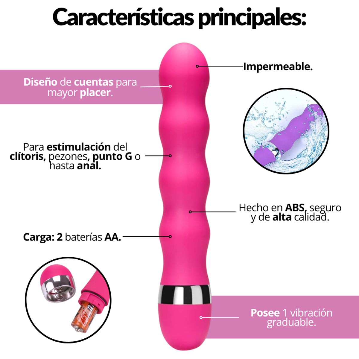GENERICO - Vibrador Tipo Bala Vaginal Punto G Anal Dildo 18.5 Cm