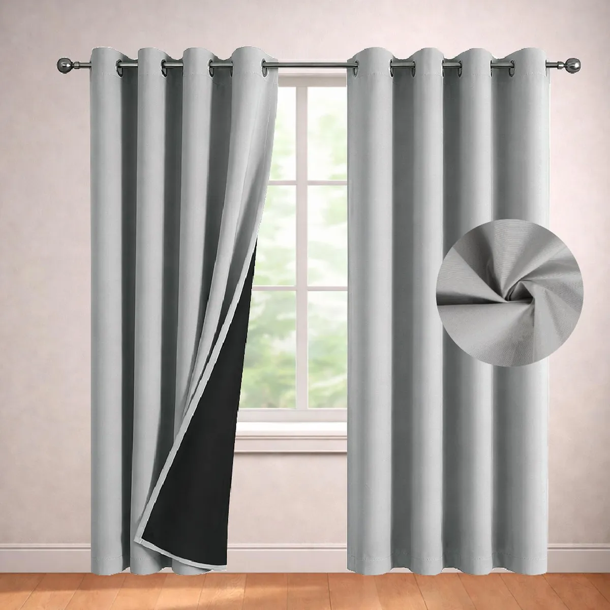 CASATUA - Cortina 100% Blackout Casatua 2 Paños de 220 x 135cm Liviana - Gris