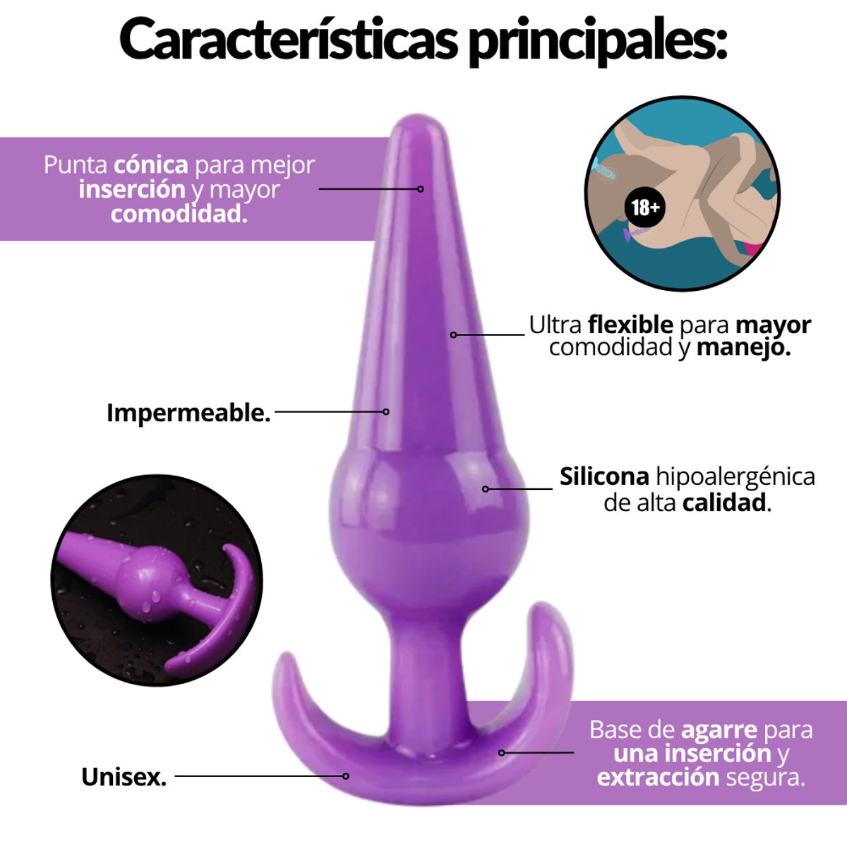 GENERICO - Plug Anal Silicona +grande Consolador Dildo Ano Dilatador